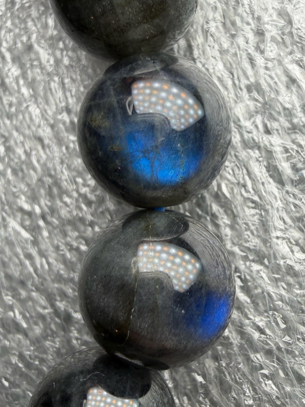 11MM HQ Black STARLIGHT Deep Blue Flash Labradorite Natural Crystal Bracelet
